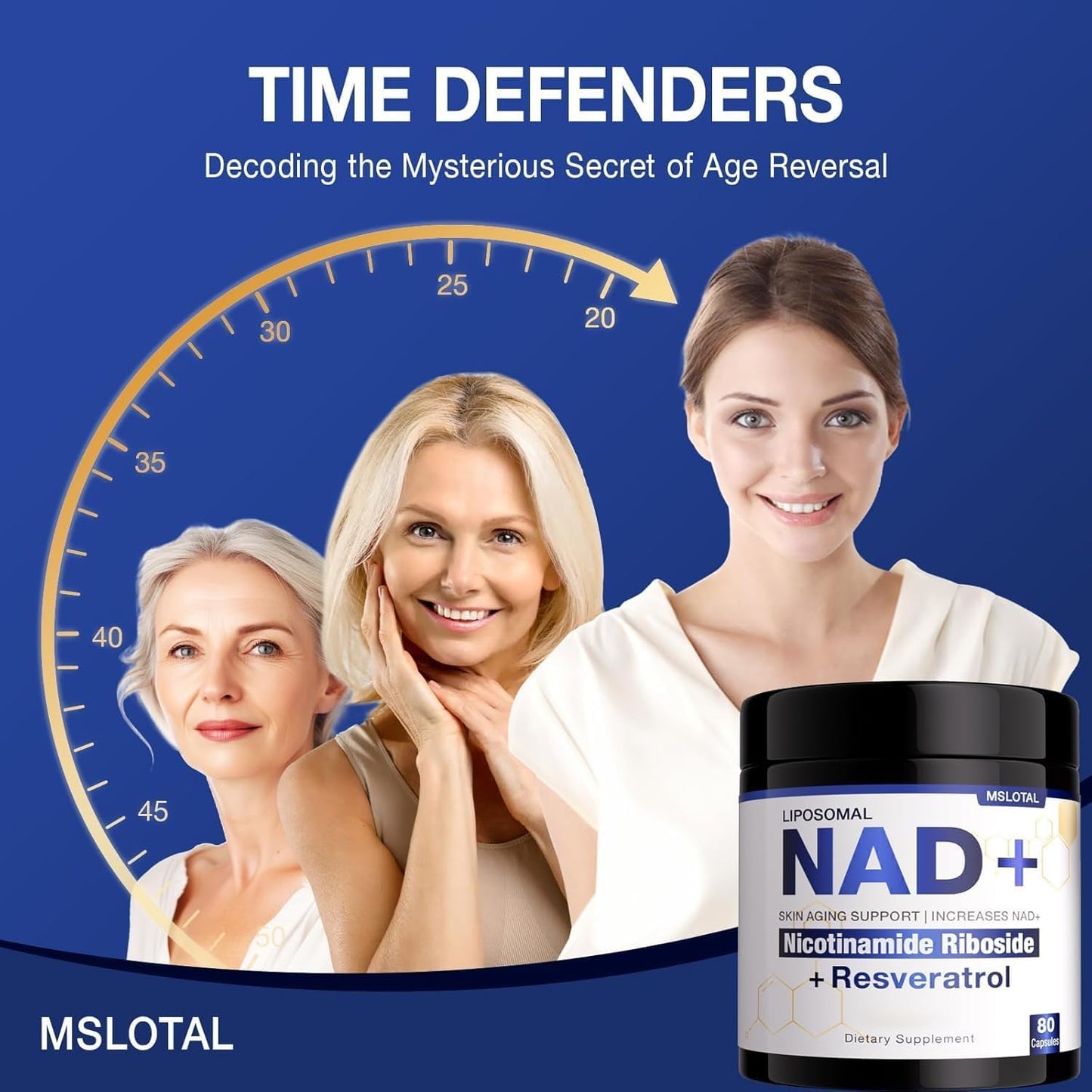 NAD+ Supplement - NAD Nicotinamide Riboside Resveratrol NAD Supplement 1000Mg Pure Organic for Women and Men Anti-Aging, Energy, Focus, 80 Capsules