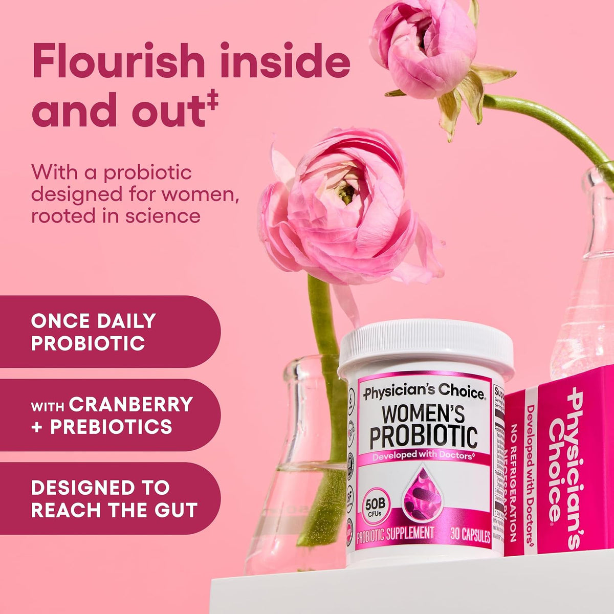 Probiotics for Women - PH Balance, Digestive, UT, & Feminine Health - 50 Billion CFU - 6 Unique Strains for Her - Organic Prebiotics, Cranberry Extract+ - Women Probiotic - 30 CT