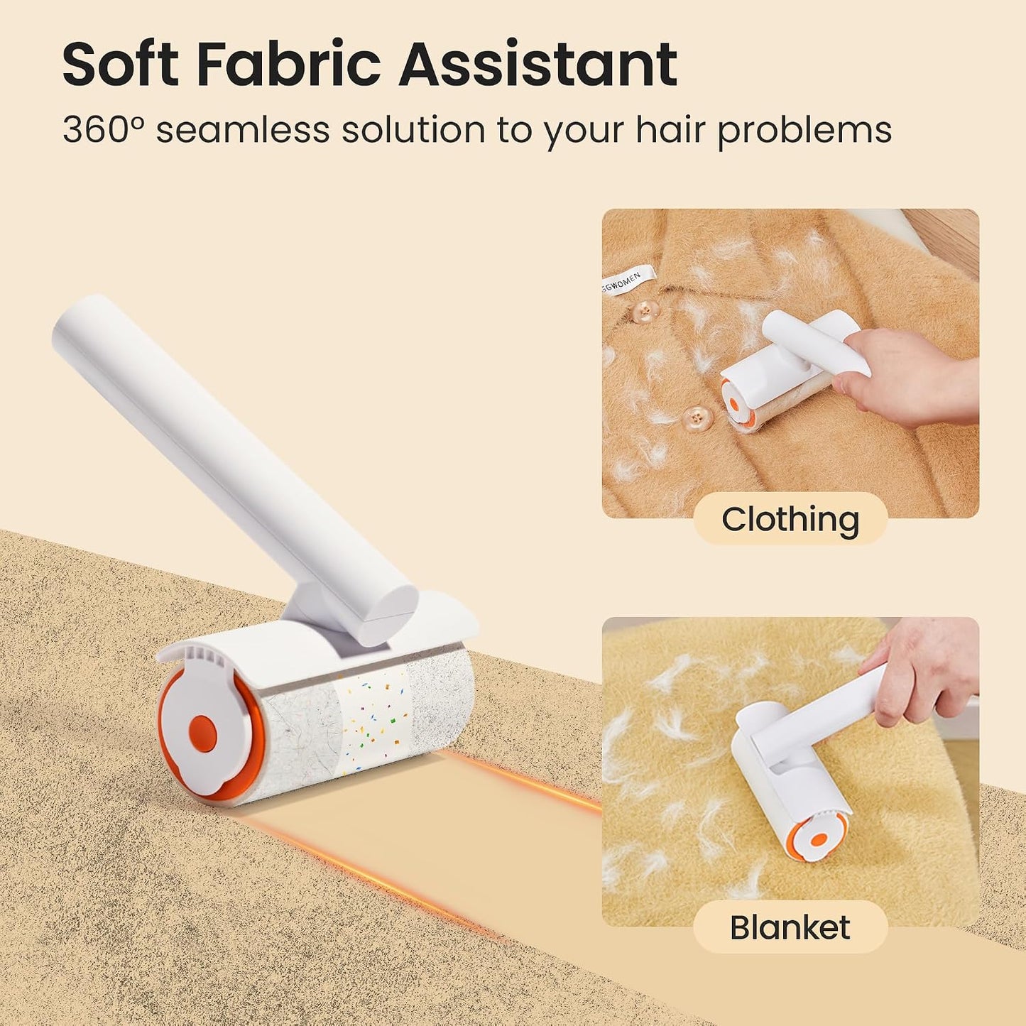 Pet Hair Removal Tool and Lint Roller Value Set, Extra Sticky Lint Remover and Reusable Dog Cat Hair Remover for Pet Hair Removal on Furniture, Couch, Carpet, Clothing, Bright White
