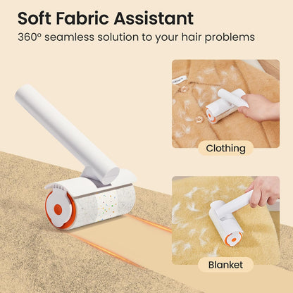 Pet Hair Removal Tool and Lint Roller Value Set, Extra Sticky Lint Remover and Reusable Dog Cat Hair Remover for Pet Hair Removal on Furniture, Couch, Carpet, Clothing, Bright White