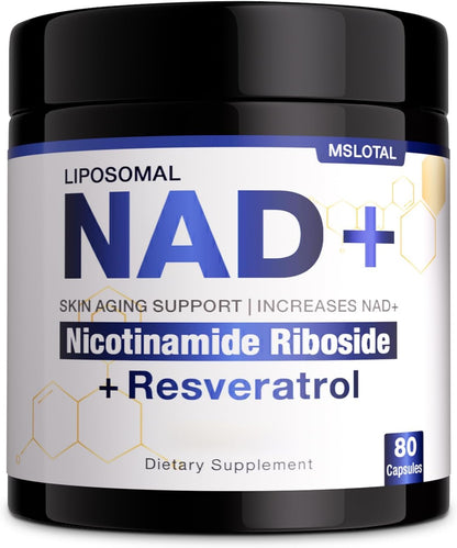 NAD+ Supplement - NAD Nicotinamide Riboside Resveratrol NAD Supplement 1000Mg Pure Organic for Women and Men Anti-Aging, Energy, Focus, 80 Capsules