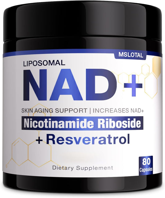 NAD+ Supplement - NAD Nicotinamide Riboside Resveratrol NAD Supplement 1000Mg Pure Organic for Women and Men Anti-Aging, Energy, Focus, 80 Capsules
