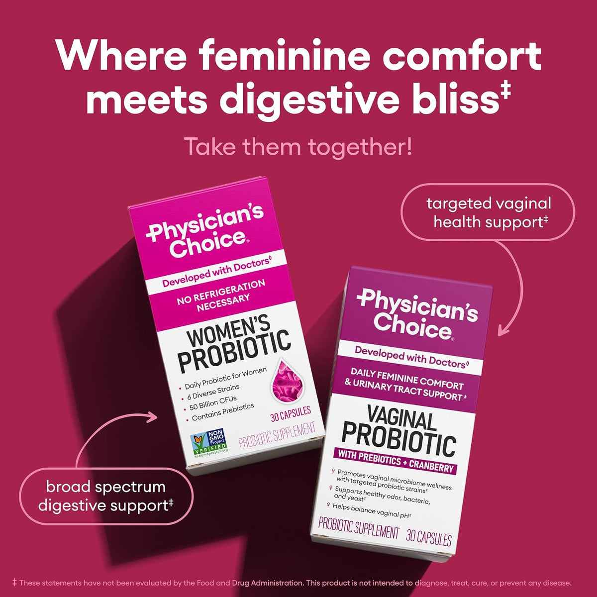 Probiotics for Women - PH Balance, Digestive, UT, & Feminine Health - 50 Billion CFU - 6 Unique Strains for Her - Organic Prebiotics, Cranberry Extract+ - Women Probiotic - 30 CT
