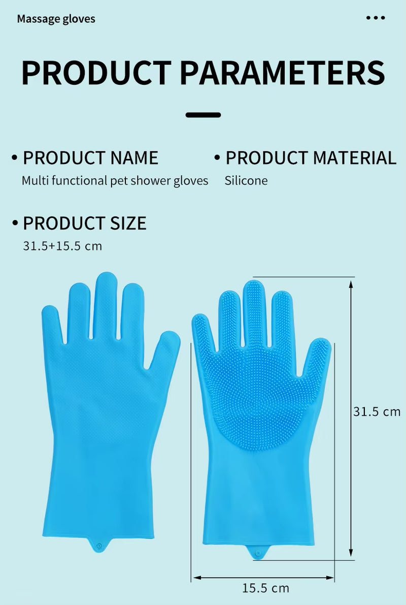 Wholesale Multi-Functional Eco-Friendly Silicone Cleaning Gloves Dog and Cat Bathing Hair Washing Gloves for Bathroom Use