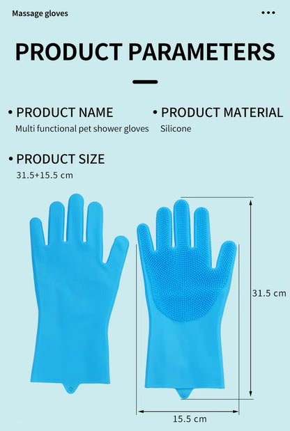 Wholesale Multi-Functional Eco-Friendly Silicone Cleaning Gloves Dog and Cat Bathing Hair Washing Gloves for Bathroom Use