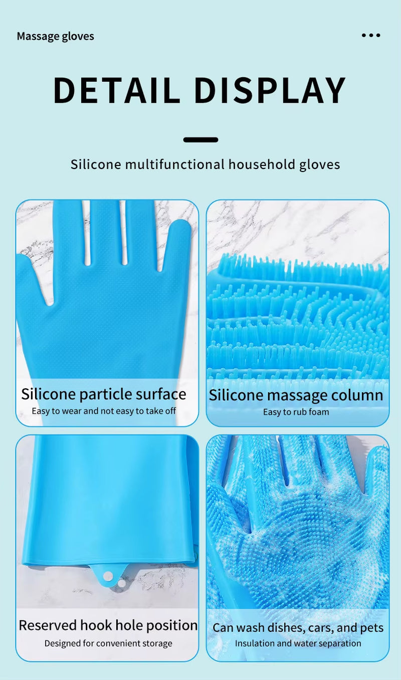 Wholesale Multi-Functional Eco-Friendly Silicone Cleaning Gloves Dog and Cat Bathing Hair Washing Gloves for Bathroom Use
